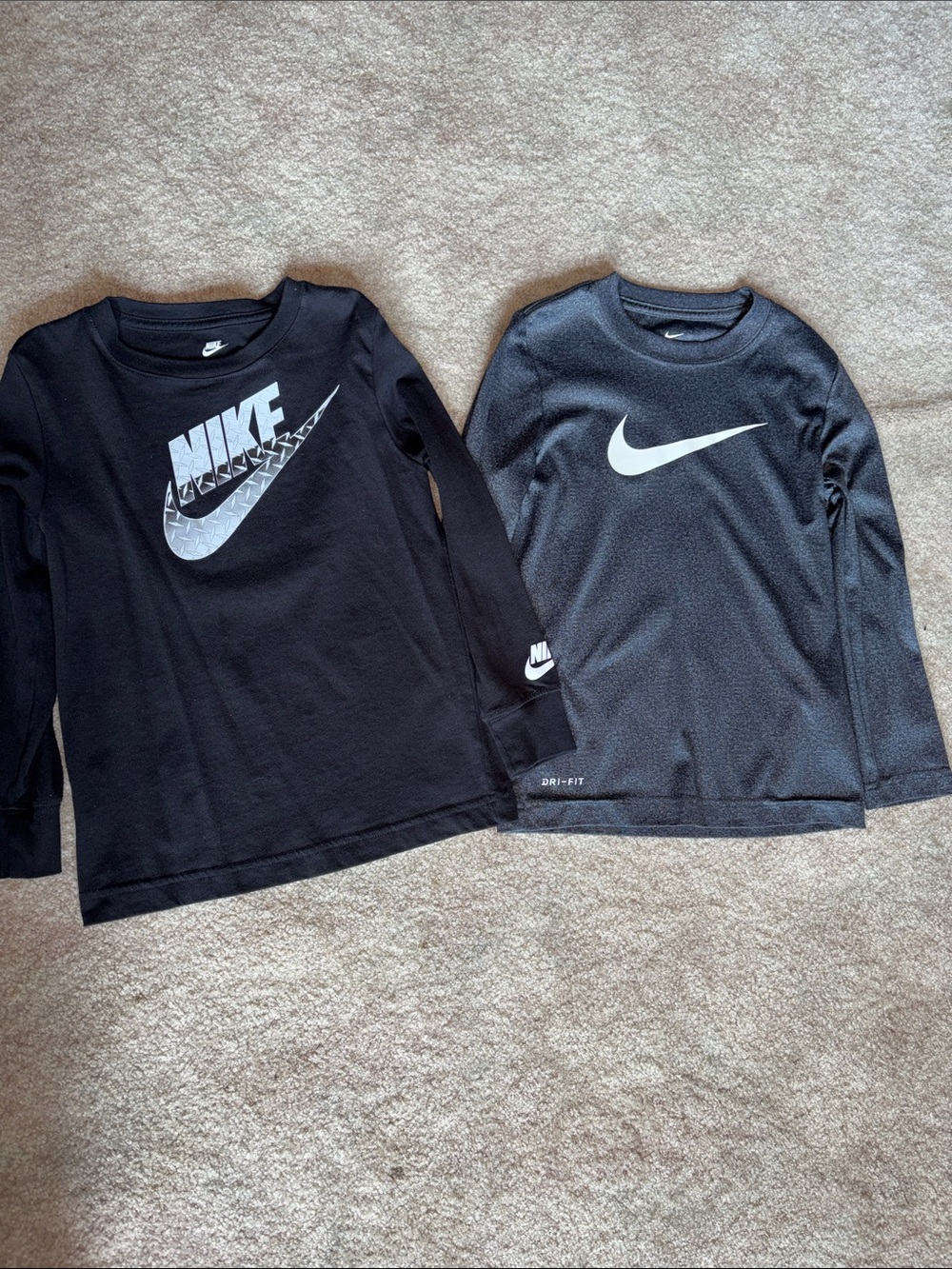 Nike Kids Black Long-Sleeve Swoosh Tee set of 2